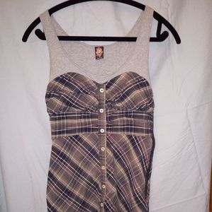 Free People Plaid Knit Top Dress